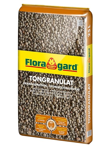 Floragard Blähton Tongranulat zur Drainage 25 L • Hydrokultursubstrat • für Pflanzkästen, Kübel oder Töpfe • Drainagematerial