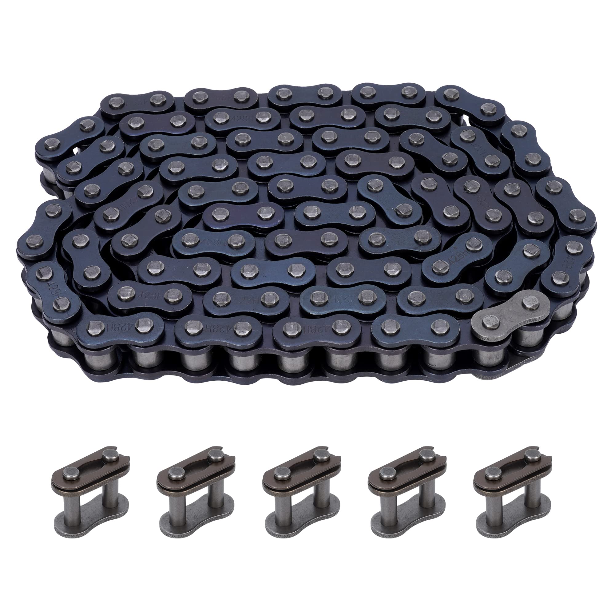 Photo 1 of 428 Chain Motorcycle 104 Links with 5pcs Connecting Master Links for 50cc 70cc 90cc 110cc 125cc NST Motorcycle Dirt Pit Bike ATV Quad Go Kart 4 Wheeler TaoTao Sunl