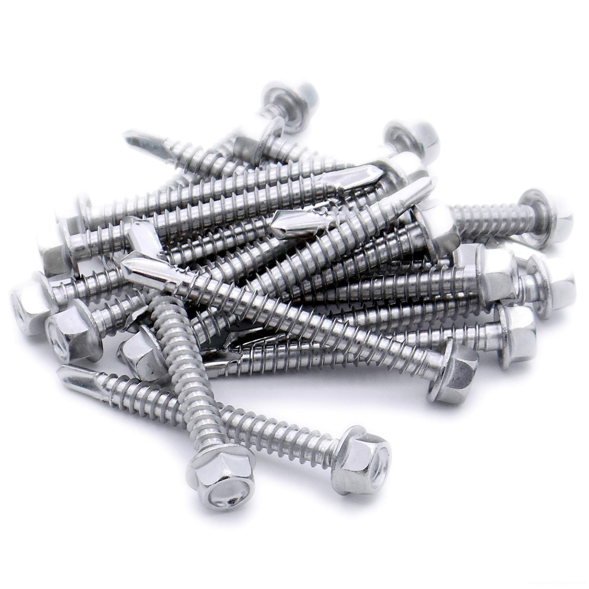 No.7 x 1.5 (3.9mm x 38mm) Hex Self-Drilling Screw (Flanged) - Stainless Steel (A2) (Pack of 20)