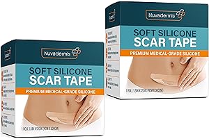 NUVADERMIS Silicone Scar Tape for Surgical Scars - 120" x 1.5" Roll - Medical Grade Scar Tape for Wrinkles, Surgical Scars, Keloid Scars, and Hypertrophic Scars - Reusable Scar Sheets Roll - 2 Pack
