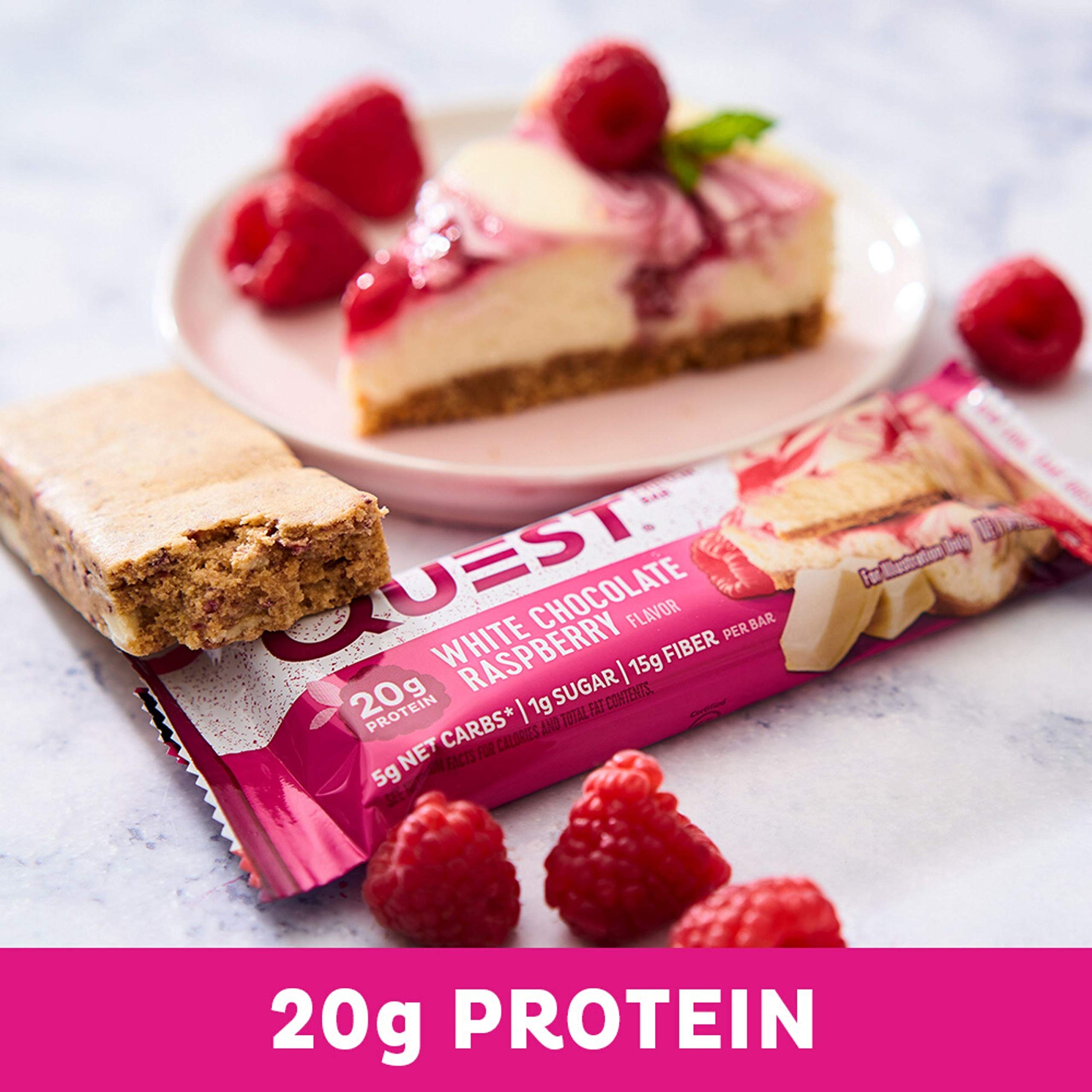 Quest Nutrition White Chocolate Raspberry Protein Bar, High Protein
