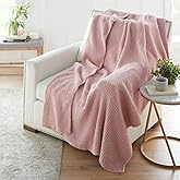 Crafted by Catherine Premier Ribbed Cozy Knit Throw Blanket 60" x 70" Inches, Soft Comfy Decorative Throw for Couch Bed Sofa Travel, Mauve