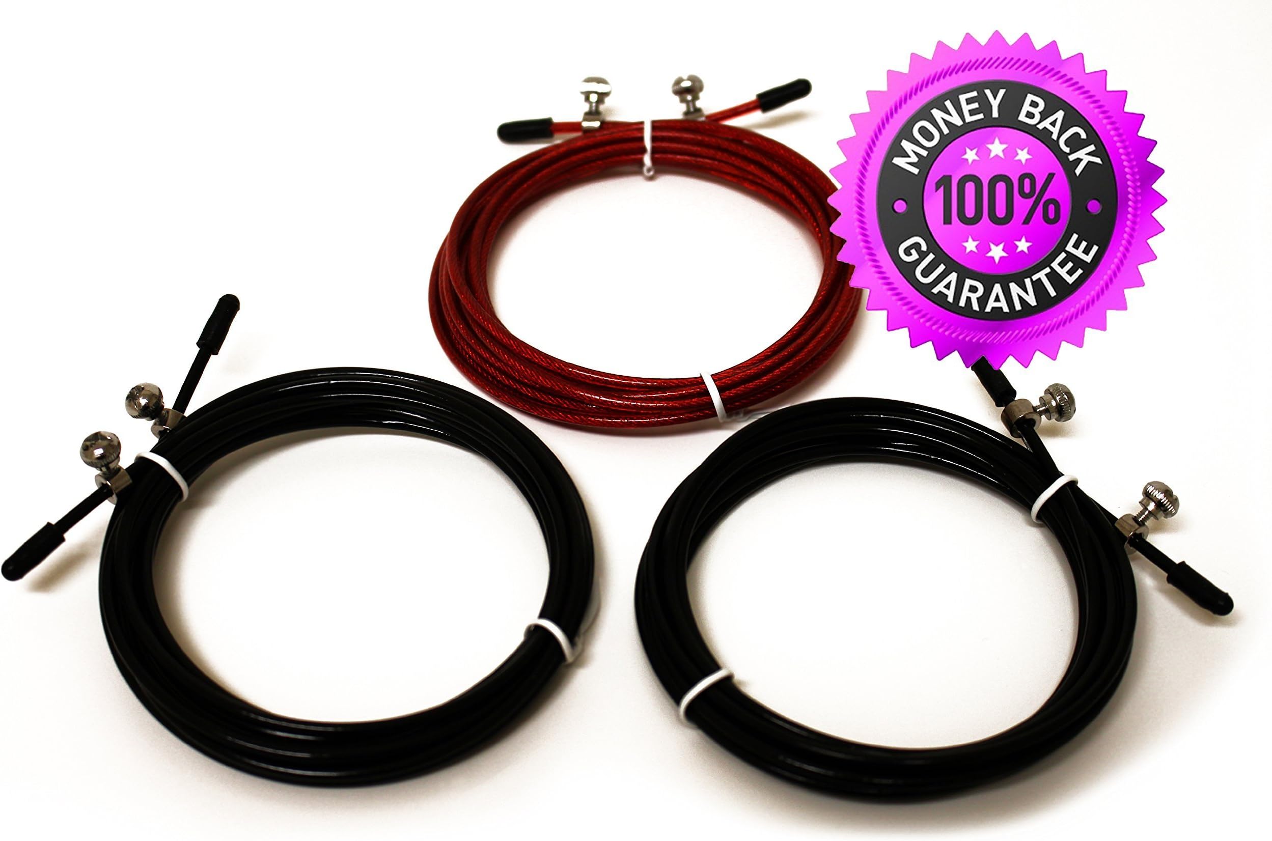 Speed Jump Rope Replacement Cable Set - 3pack 10 foot - Adjustable, Lightweight, Super Durable