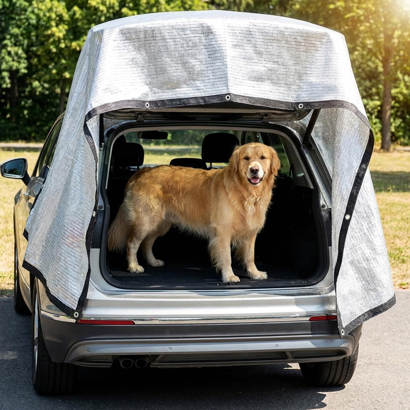 BeGrit 75% Aluminet Reflective Shade Cloth 2m x 2m Aluminum Shade Net UV Protection & Cooling Netting Heat-reflecting Mesh Silver Solar Blocking Fabric for Greenhouse Gardens Patios Shelters Cars