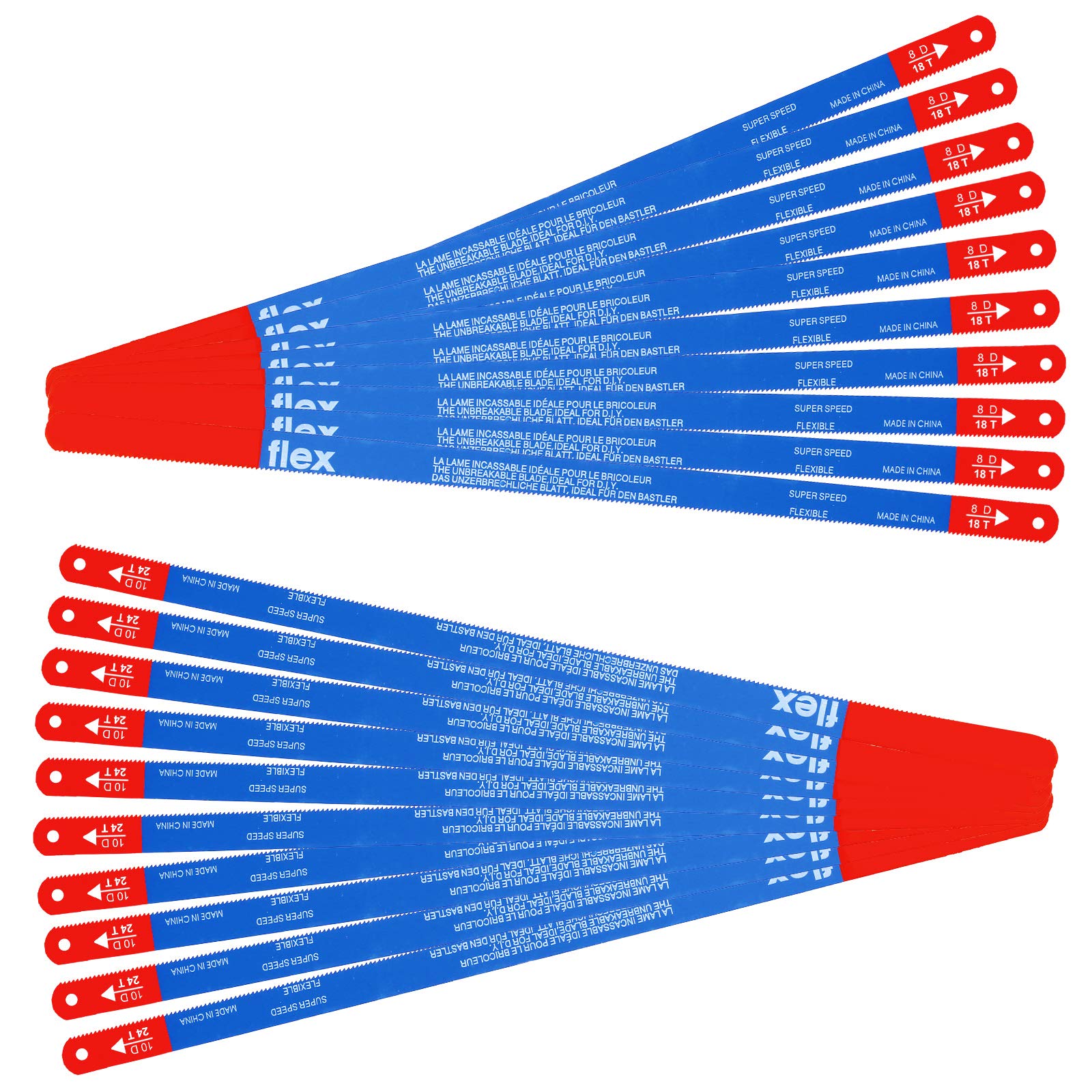 20 Pcs Hacksaw Replacement Blades, JatilEr Metal Cutting Hacksaw Blades with 18 Teeth and 24 Teeth Per Inch