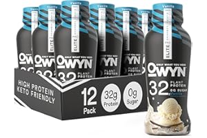 OWYN Only What You Need Pro Elite Vegan Plant Based High Protein Shake, Vanilla, 12 Pack, 32g Protein, Amino Acids, Prebiotics, Omega-3, Workout and Recovery, 0g Net Carbs, Zero Sugar, Keto