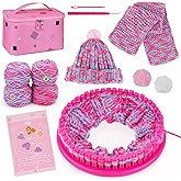 PREBOX Knitting Loom Craft Kit for Kids & Beginners - Create Hat & Scraf with Yarn, Hook Needle, Ideal Birthday Christmas Gifts for Teens Girls Age 6-8 8-12 14+, Rose Loom