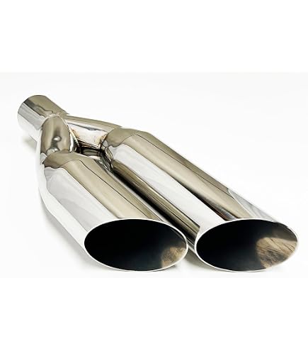 thumbnail image 2 of Pair Of Stainless Steel Black Angle Cut Rolled End Exhaust Tips - 3" Inlet / 5" Outlet / 12" Length 2 of 3