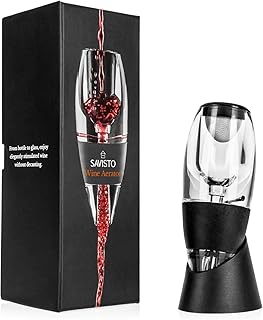 Savisto Weinbelüfter | Acryl Wein Dekantierer, Ausgießer und Filter mit Display Ständer - Schwarz