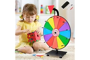 Klvied 12 Inch Heavy Duty Prize Wheel, 12 Slot Tabletop Color Spinning Wheel with 2 Model Clicker, Carnival Spin Wheel with Dry Erase Markers and Eraser for Trade Show, Fortune Spin Game
