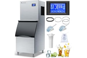 Coolski Commercial Ice Maker Machine 350LB/24H, 22'' Air Cooled Ice Machine Commercial Clear Cube/Efficient Cooling/Durable Construction, Ideal for Restaurants/Bars/Hotels, ETL Approved
