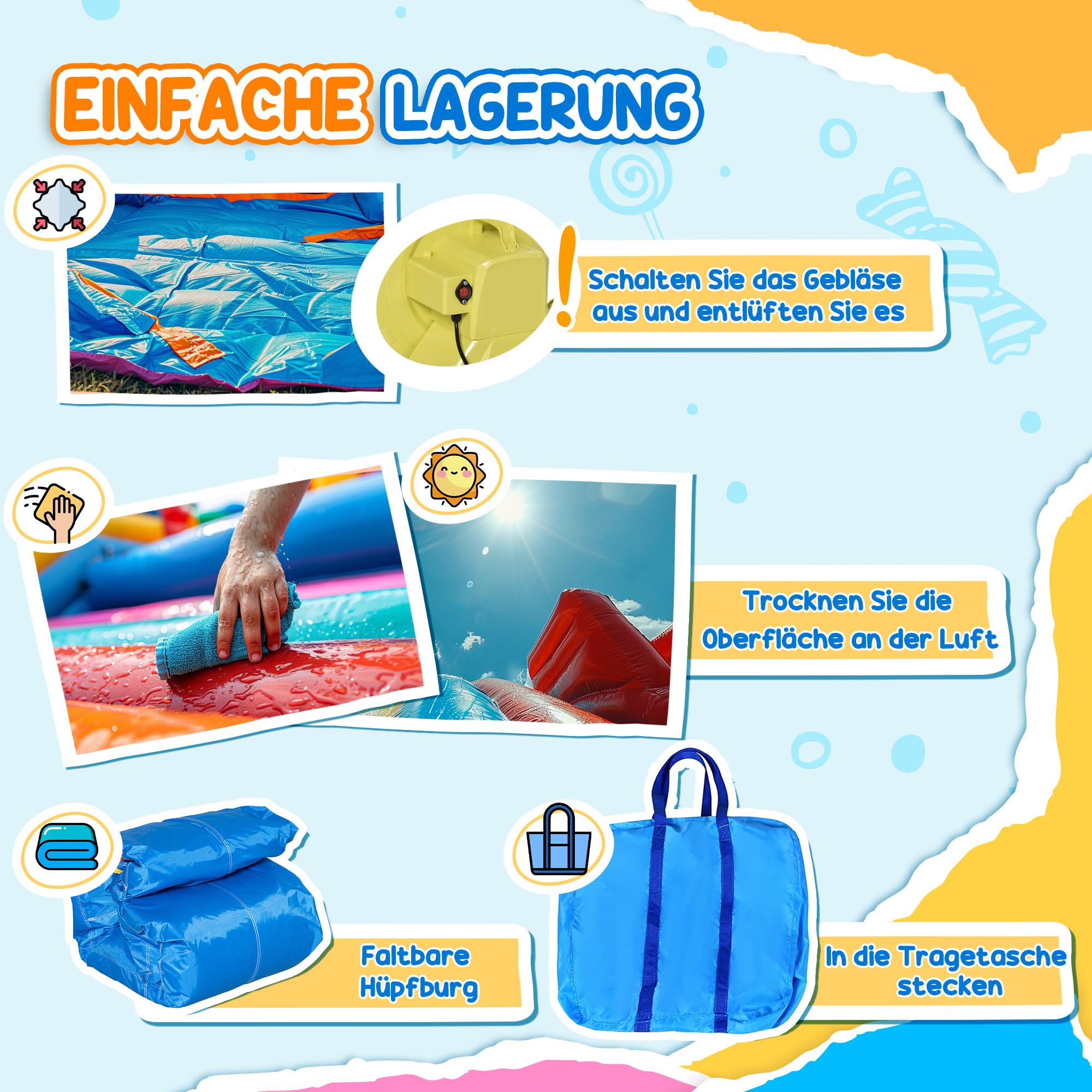 Outsunny Aufblasbare Hüpfburg mit Gebläse, Wasserspielcenter inkl. Sicherheitsnetz, Wasserrutsche, Spielburg Wasserpark für Kinder 3 bis 8 Jahre, 330 x 280 x 200cm 4