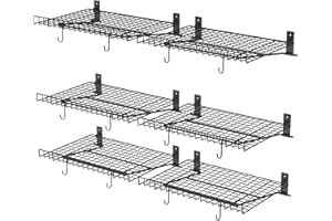 6 Pack Foldable Wall Shelf, Wall Mounted Garage Storage Shelves, Heavy Duty Wall Shelving Supports Up To 270 LBS. Floating Sh