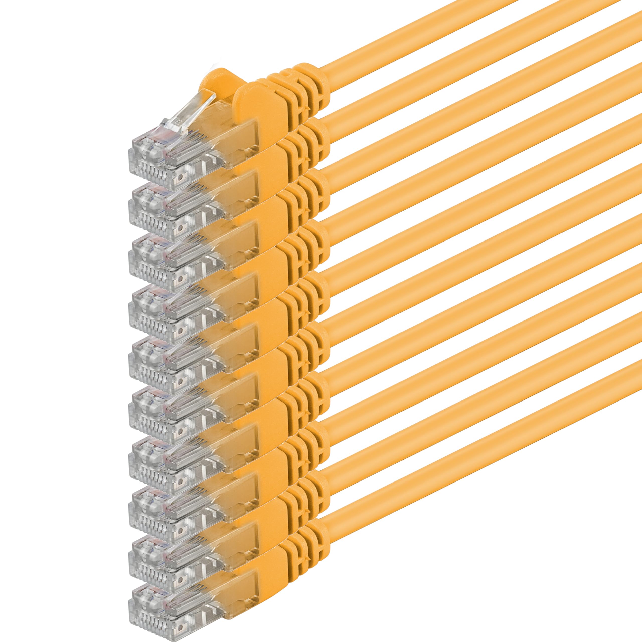 1aTTack.de 2m - yellow - 10 pieces - (PACK) - CAT.6 CAT6 Ethernet LAN network cable 1000 Mbit/s patch cable