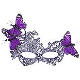 Zinniday Lace Masquerade Masks for Women - 2026 Halloween Venetian Butterfly Mask with Rhinestone