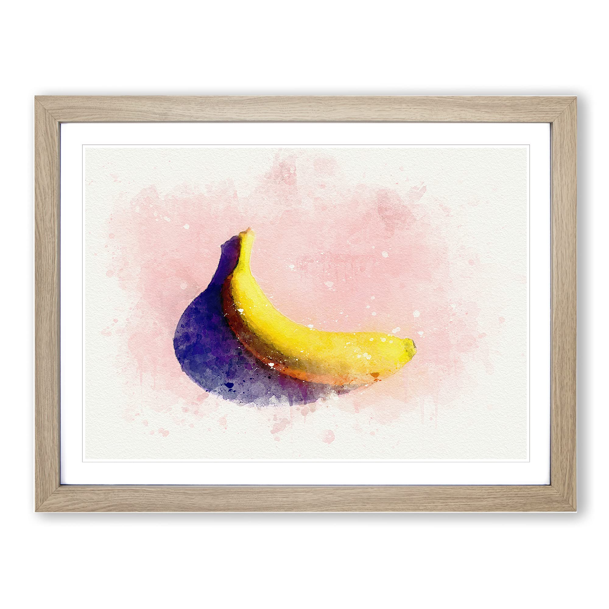 The Banana In Abstract Modern Art Framed Wall Art Print, Ready to Hang Picture for Living Room Bedroom Home Office Décor, Oak A4 (34 x 25 cm)