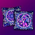 HXYYQQ Pack of 2 Blacklight Throw Pillows Cover of Glow Mushroom Mandala with Zipper Pillowcase Cushion Cover for Home Decor Sofa Bedroom Glow Party 18×18 inch