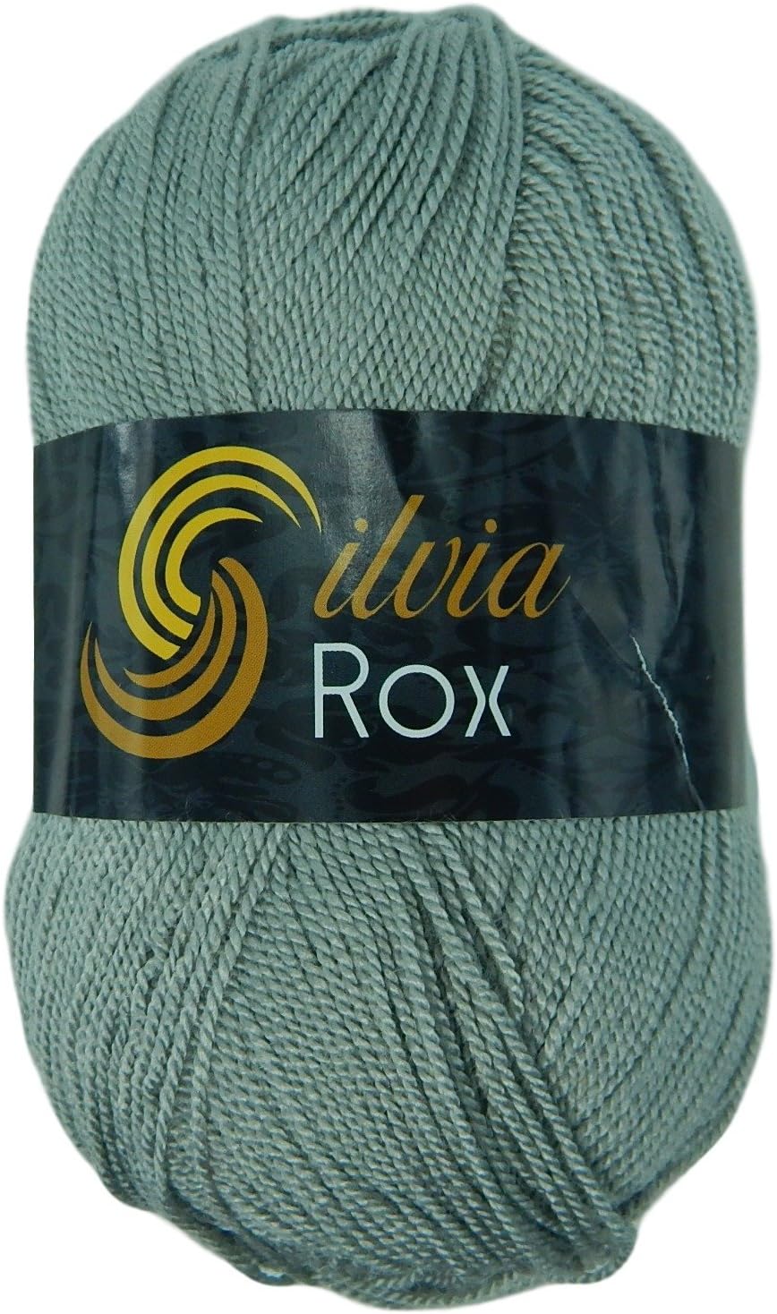 Silvia Rox Sock Yarn Solid Colors 100% Acrylic 3.5 Ounce 382 Yards With Drytex (400 Silver)