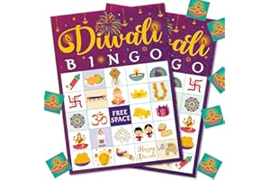 Bessmoso Diwali Bingo Game Happy Diwali Bingo Set Diwali Gift Festival of Lights Indian New Year Party Favors 24 Players