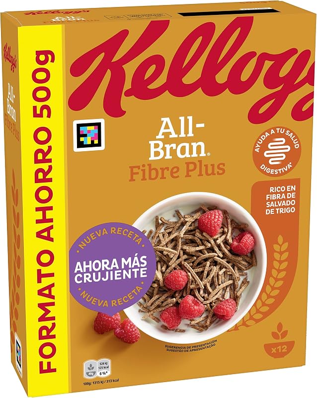 Kellogg’s All-Bran Fibre Plus Müsli | Reich an Weizenkleie & Ballaststoffen | 2 Packungen (2 × 500 g) | Frühstücks-Cerealien für einen gesunden Start