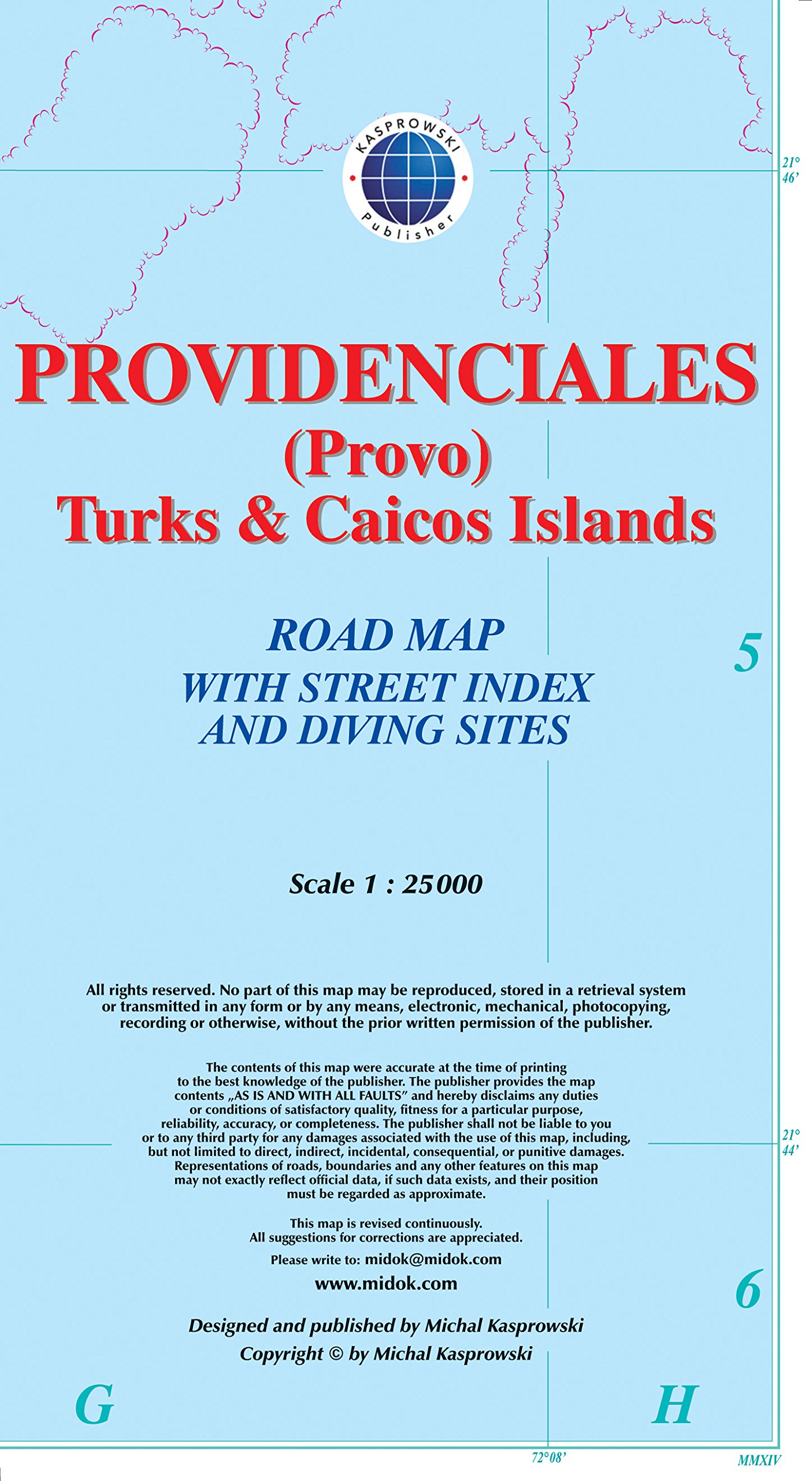 Providenciales Provo Turks Caicos Islands Road Map With