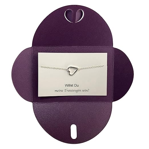 Lillyville - Trauzeugin Geschenk mit Herz Armband Silber und Karte - Willst du Meine Trauzeugin Sein? - Hochzeit Armkette - U