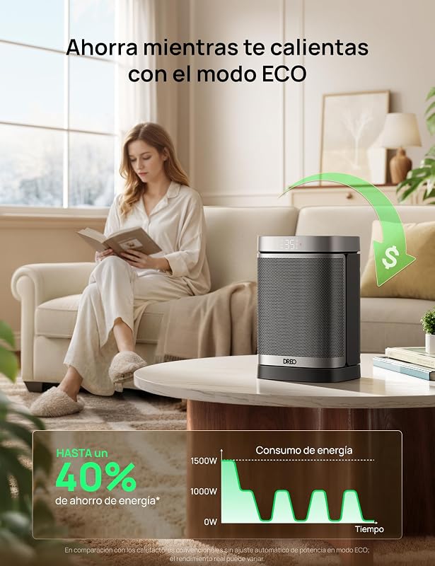 Aquecedor Atom One, 3 modos 3 velocidades, 70°Oscilação, aquecedor cerâmico PTC com termostato, com termostato, temporizador 1-12H, controle remoto, modo de economia de energia ECO