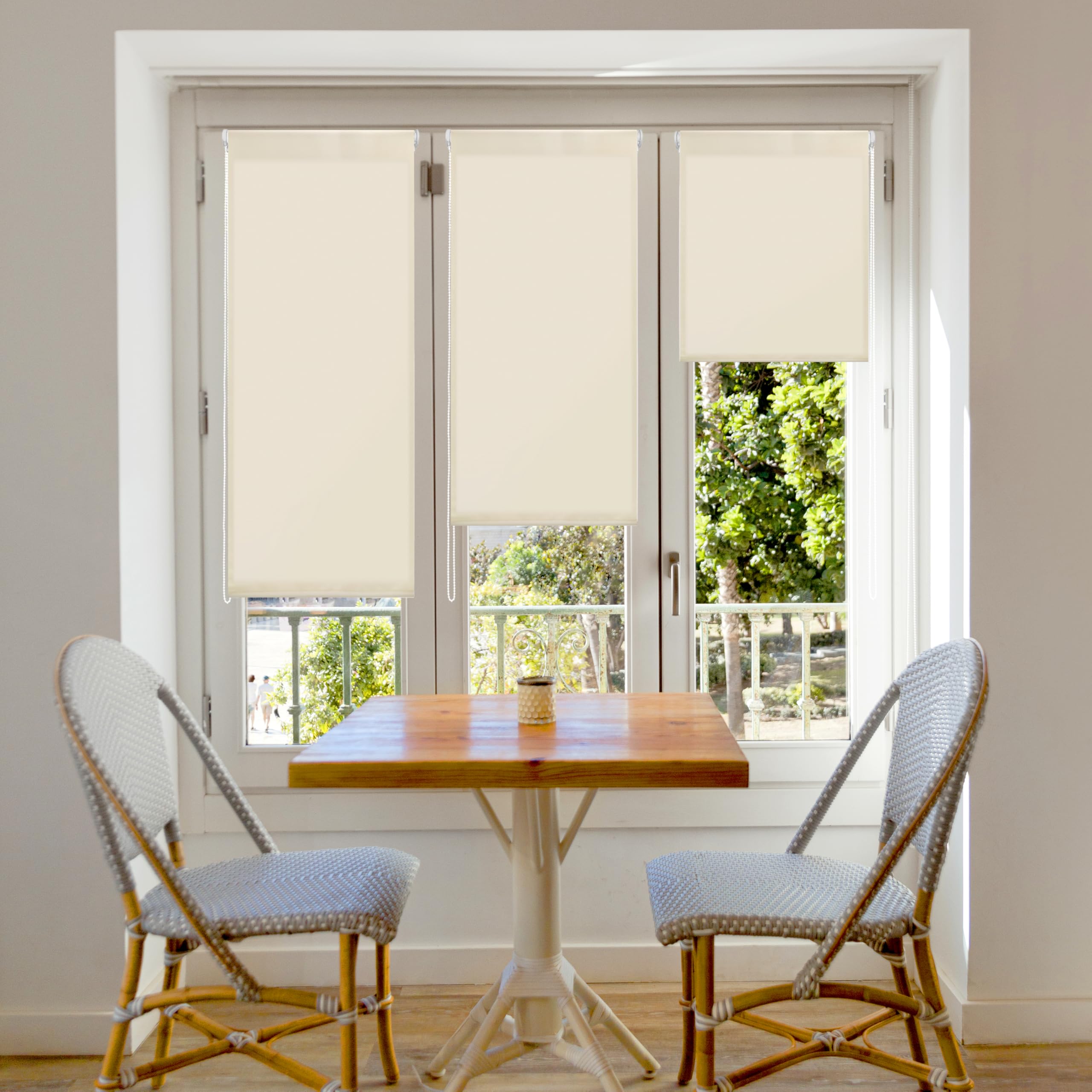 Blindecor Plain - Aure “No Tools Required”. Translucent Roller Blind, Beige, 37x180 cm (width x height)