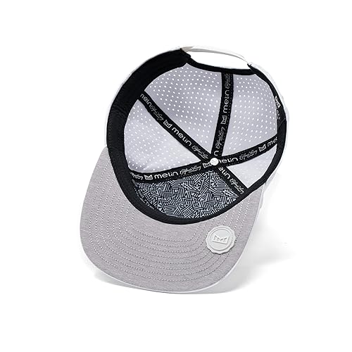 melin Trenches Icon Hydro, White, Men's Performance Snapback Hats,  Water-Resistant Fitted Flat Bill Baseball C