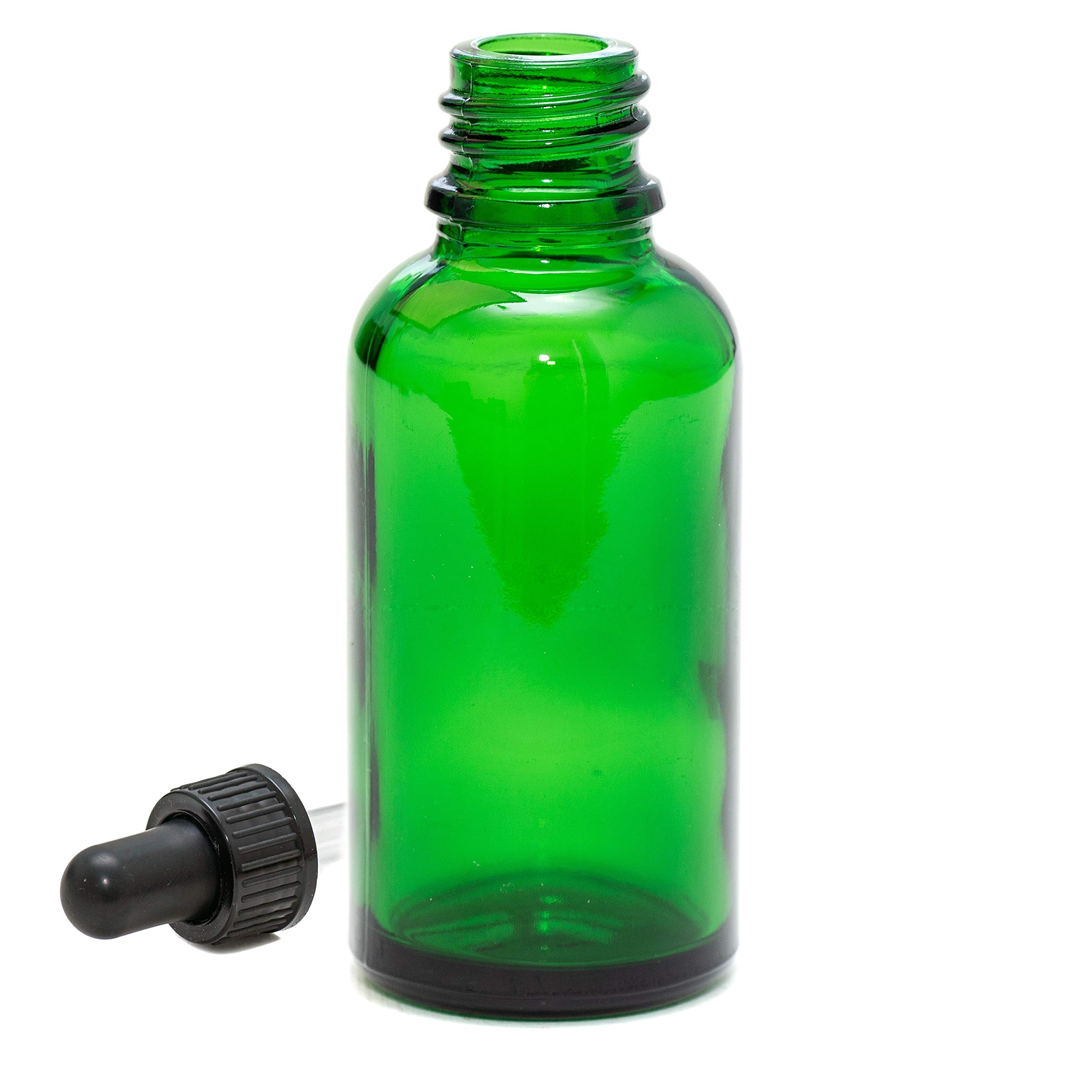 Aura 30ml GREEN Glass Bottles with Glass Pipettes - PACK of 5