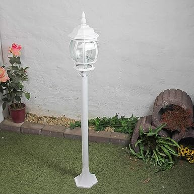 Rustikale Wegleuchte'Brest' in weiß mit E27 bis zu 60W 230V IP43 Gartenleuchte Wegelampe antik Laterne Aussenleuchte Aussenla
