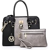 MKP Women Satchel Handbags Purses Two tone Top Handle Tote Shoulder Bags with Matching Wristlet Wallet Set 2pcs | Two tone, Top Handle, Set 2pcs