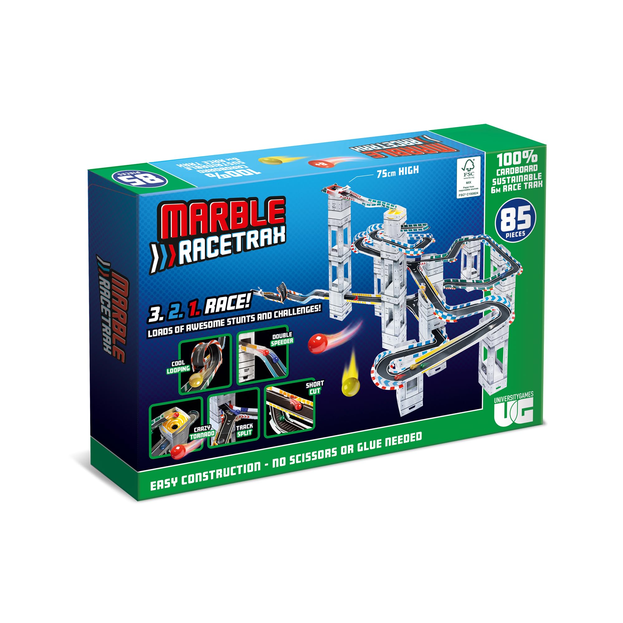 University Games Marble RaceTrax Game - 85 pieces Marble Race Track