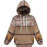 VIEWON Women's Casual Half Zip Aztec Print Western Ethnic Long Sleeve Warm Loose Pullover Hoodie Sweatshirt