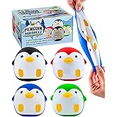 YoYa Toys Penguin Squisheez Squishy Stress Relief Balls (Set of 4) | Stretchy Fidget Animal Shaped Toys for Boys, Girls & Adults | Stretch Penguin Squeeze Toy | Great for ADHD, Autism, Anxiety