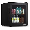 NewAir 60 Can Beverage Fridge with Glass Door, Small Freestanding Mini Fridge in Black