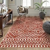 Wonnitar Moroccan 5x7 Area Rugs, Large Soft Rug for Dining Room, Washable Bohemian Tribal Living Room Bedroom Rug, Geometric Non-Shedding Indoor Carpet for Closet Nursery Entry (Brown,5'x7')
