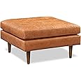 POLY & BARK Napa Ottoman in Full-Grain Pure-Aniline Italian Leather, Cognac Tan