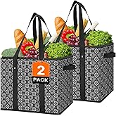 WISELIFE Reusable Grocery Bags [2 Pack],Large Grocery Tote Bag Water Resistant Shopping Bags Foldable Grocery Bag for Clothes,Shoes and Picnic,Black
