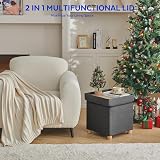 BRIAN & DANY Folding Ottoman Storage Box with Wood Legs Navy 38cm view 9