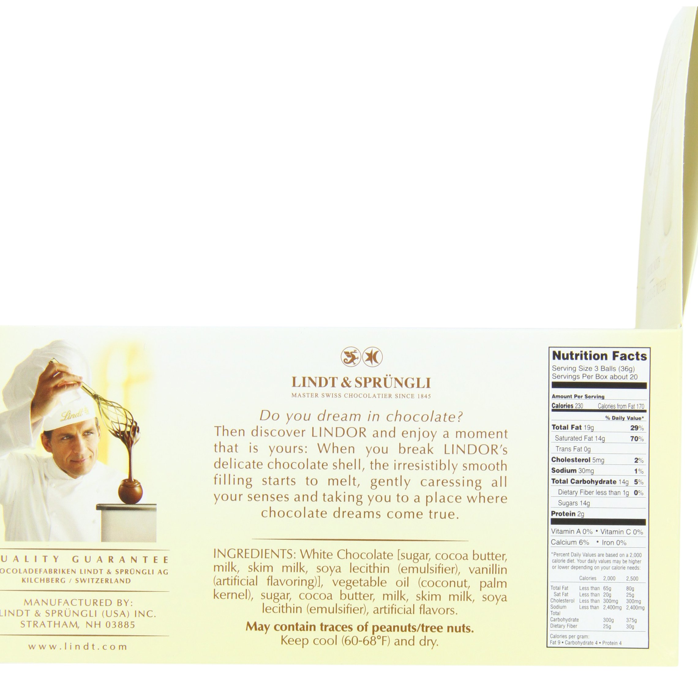 Lindt LINDOR White Chocolate Truffles, Kosher, 60 Count Box, 25.4 Ounce