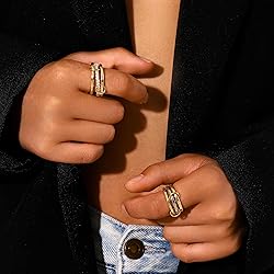 Canboer Gold Stackable Statement Rings for Women