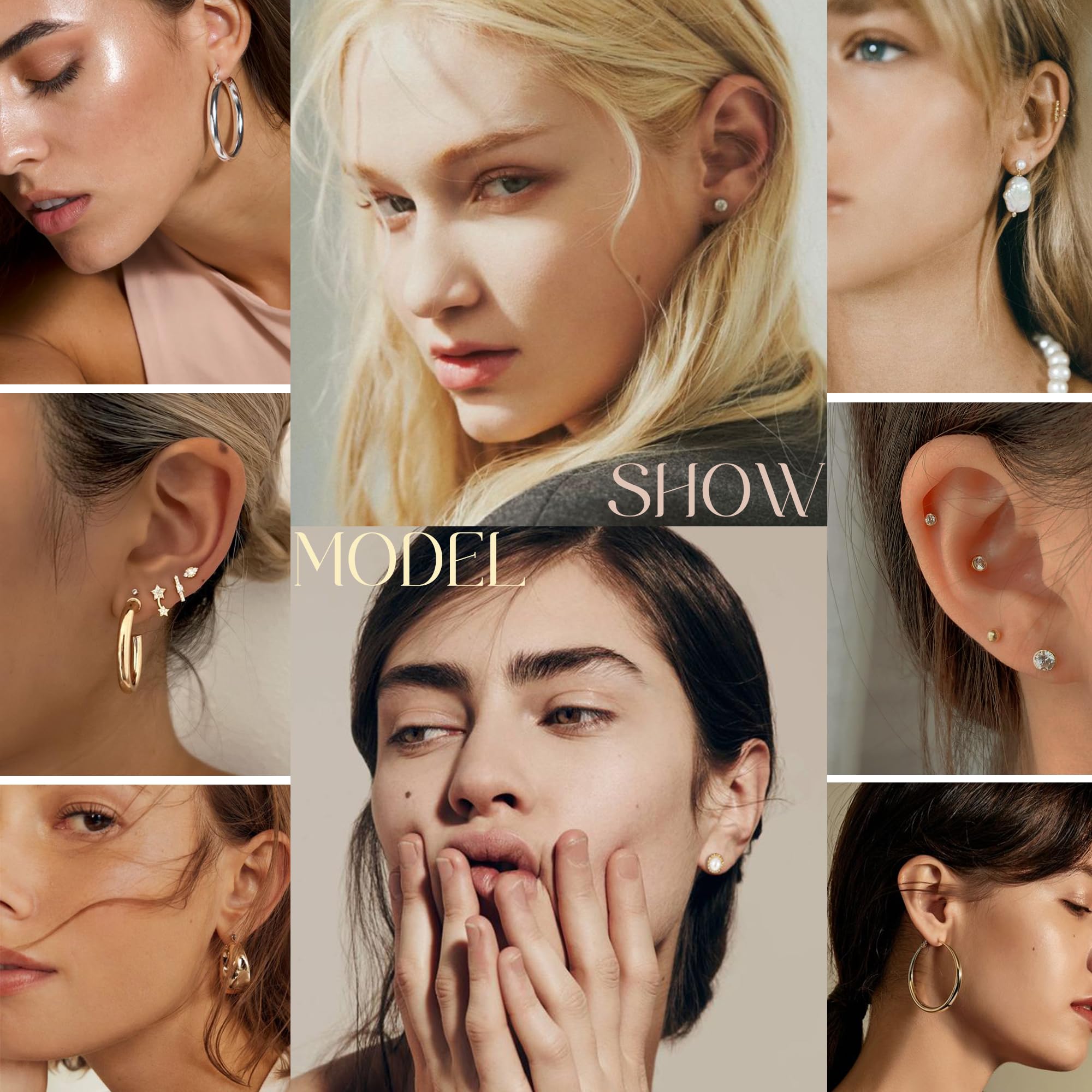 iF YOU 84 Pairs Gold Stud Earrings Set for Women Multipack, Fashion Pearl Cubic Zirconia Butterfly Earrings Packs Piercings, Hypoallergenic Stud Hoops Earrings for Gift