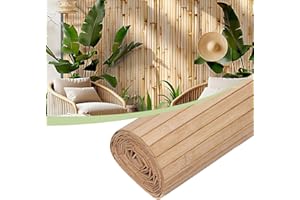 JN YANYULOU Bamboo Wall Panels for Interior Wall Decor（12"H x 96"L）Natural Wainscoting Panels Wall Paneling for Living Room Decor, Tiki Bar,Kitchen,Ceiling Tiles, Pole Wrap Wood Roll,Wall Decor for Bedroom