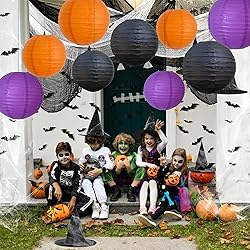 BEISHIDA 12Pcs Orange Purple Black Paper Lanterns