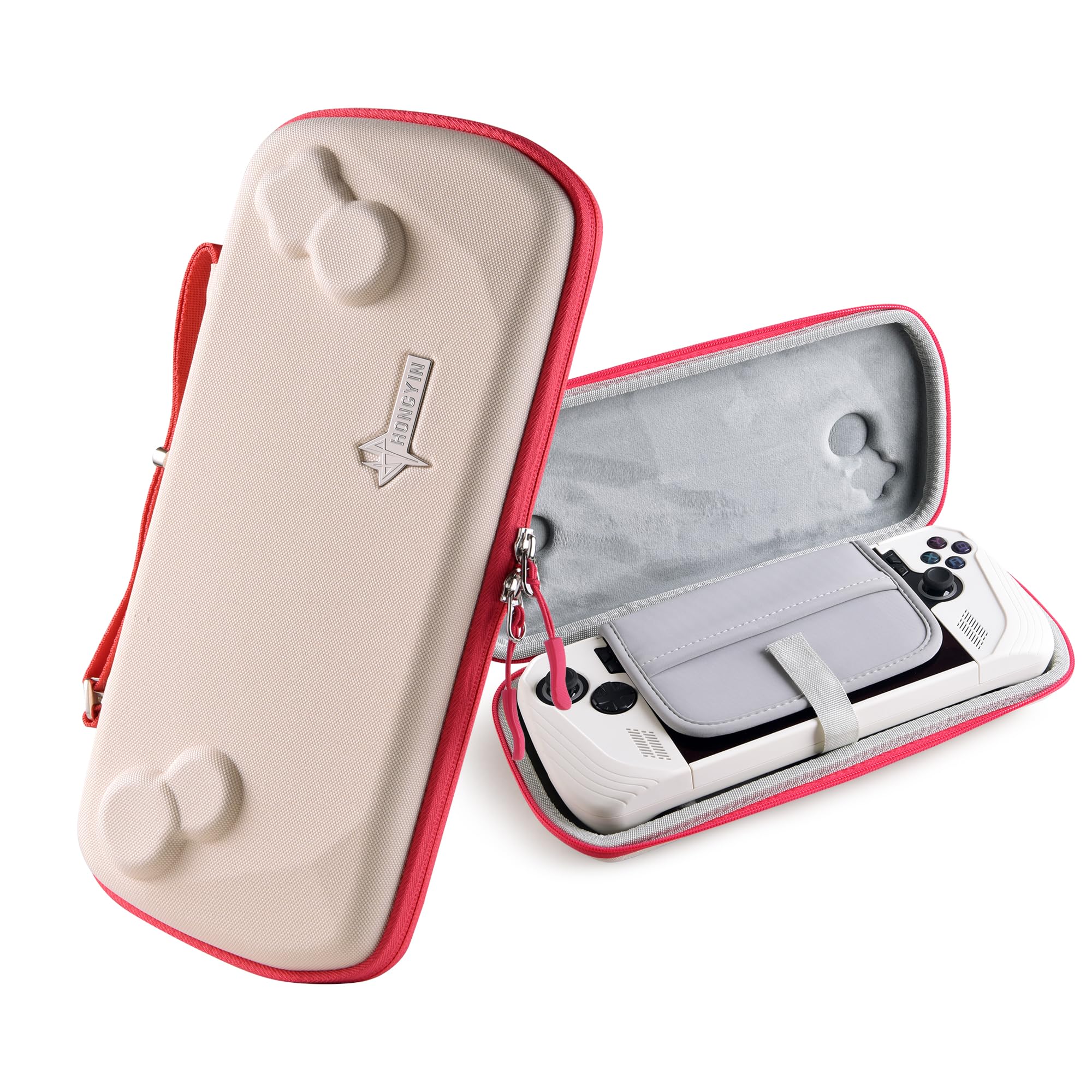 UYIYE slim handbag protective case for ASUS Rog Ally 2023 and Rog Ally X, EVA hard case anti drop waterproof storage bag that can store headphones, data cables, etc (off-white)