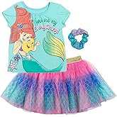 Disney Princess Moana Frozen Girls T-Shirt Tulle Mesh Skirt and Scrunchie 3 Piece Outfit Set Toddler to Big Kid