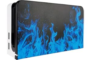 PlayVital Blue Flame Custom Dock Cover for Nintendo Switch OLED, Dust Anti Scratch PC Hard Faceplate Shell Cover for Nintendo