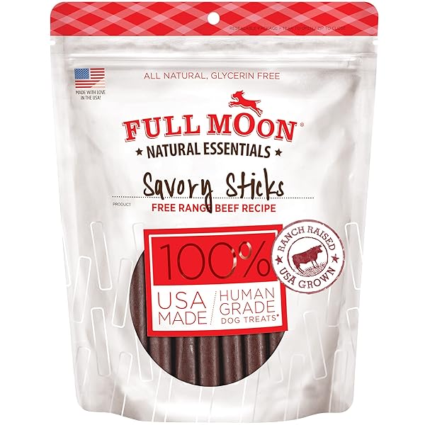 FULL MOON ALL NATURAL HUMAN GRADE DOG TREATS, ESSENTIAL BEEF SAVORY STICKS, 22 OUNCE, 1.375 POUND (PACK OF 1)