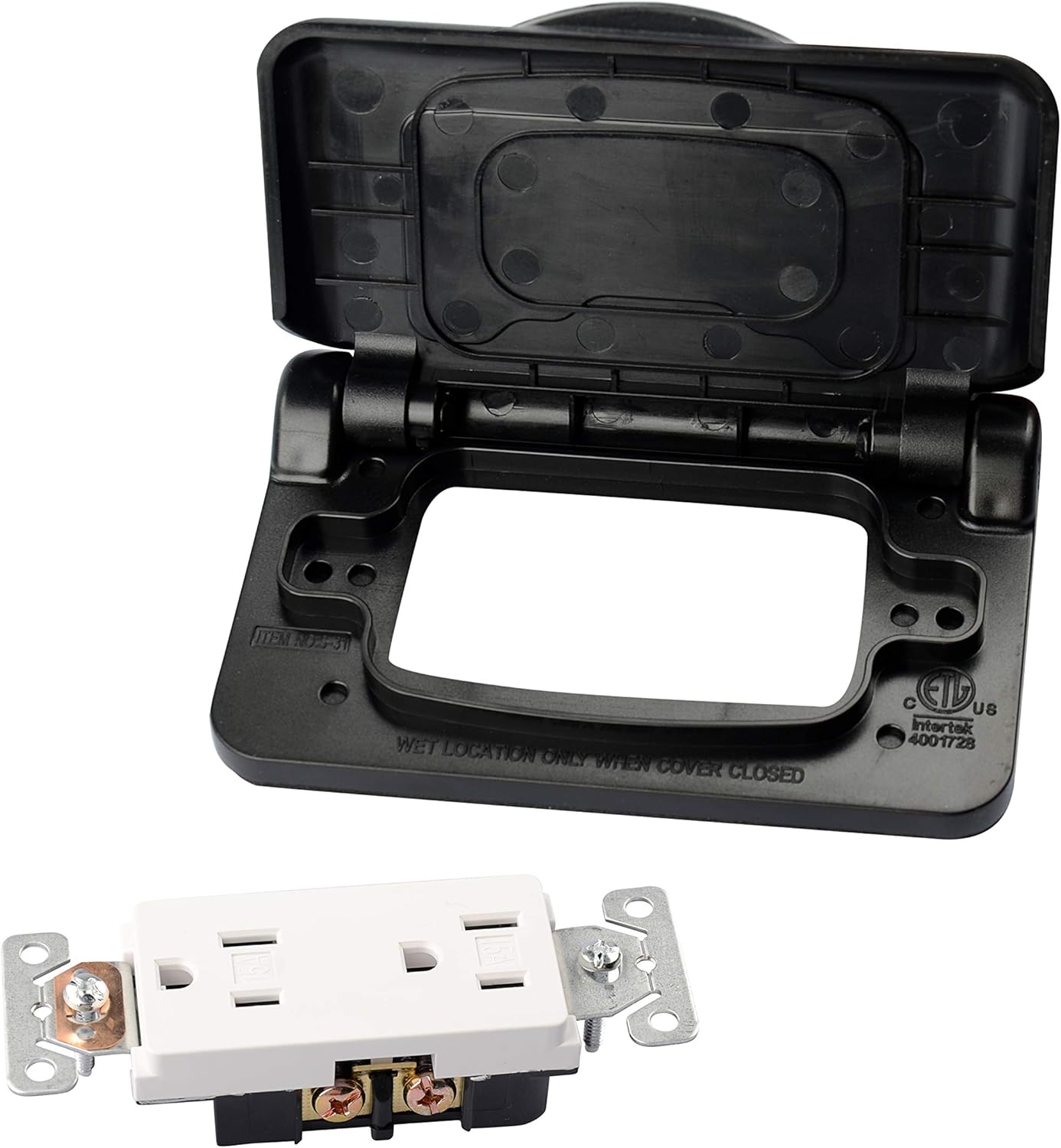 RVGUARD RV SpringLoaded Weatherproof Receptacle Cover in Black